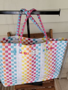 kate spade Multicolor Pink Blue Yellow Orange Woven Tote